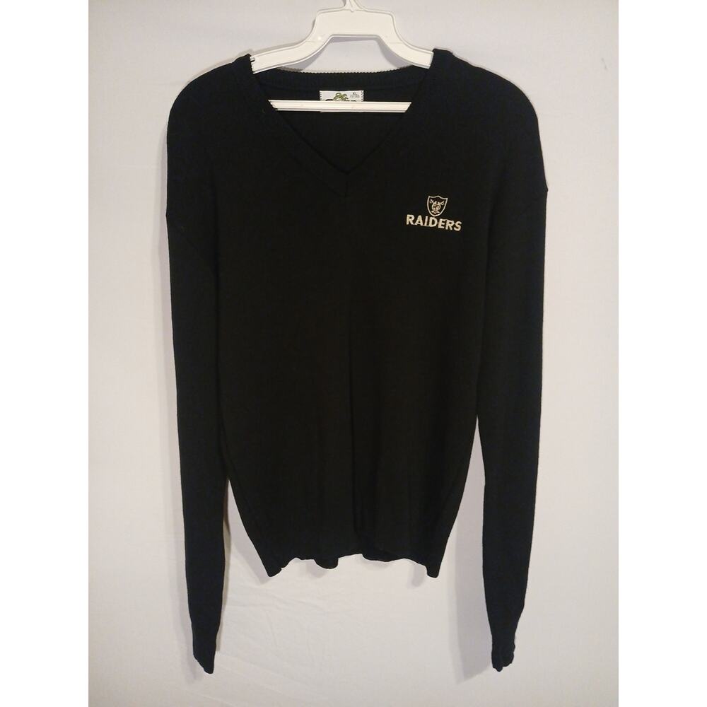 Vtg 80s Los Angeles Raiders Sweater Womens XL 18-20 Black Football USA B15